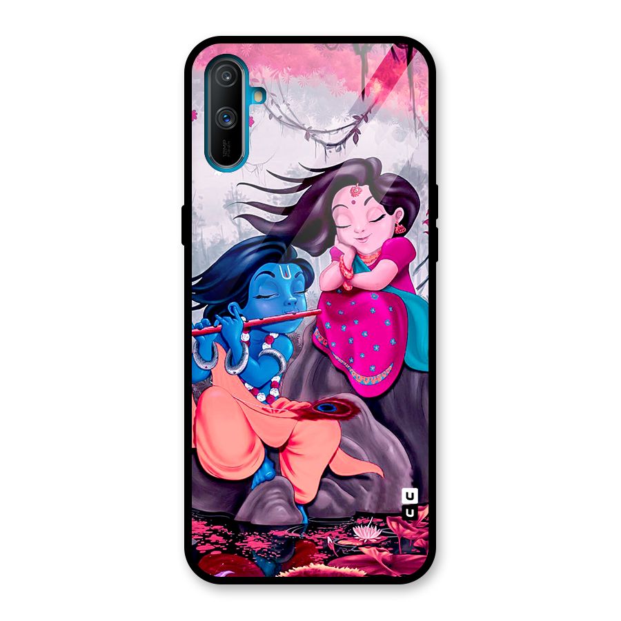 Cute Radha Krishna Glass Back Case for Realme C3