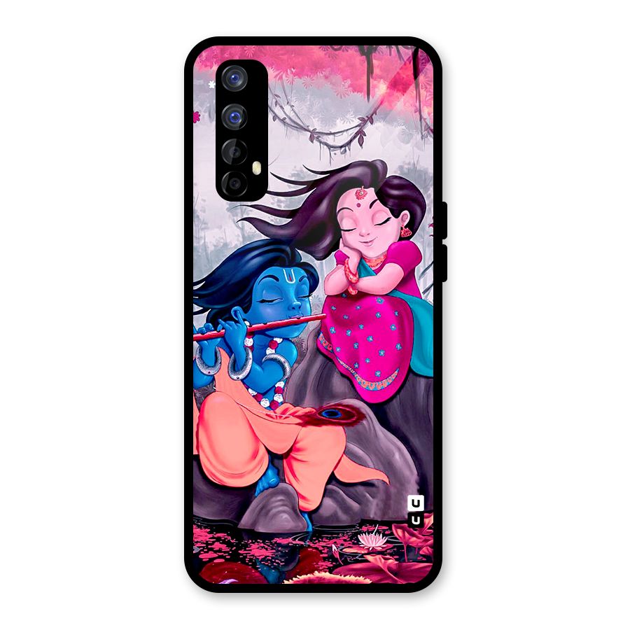 Cute Radha Krishna Glass Back Case for Realme Narzo 20 Pro