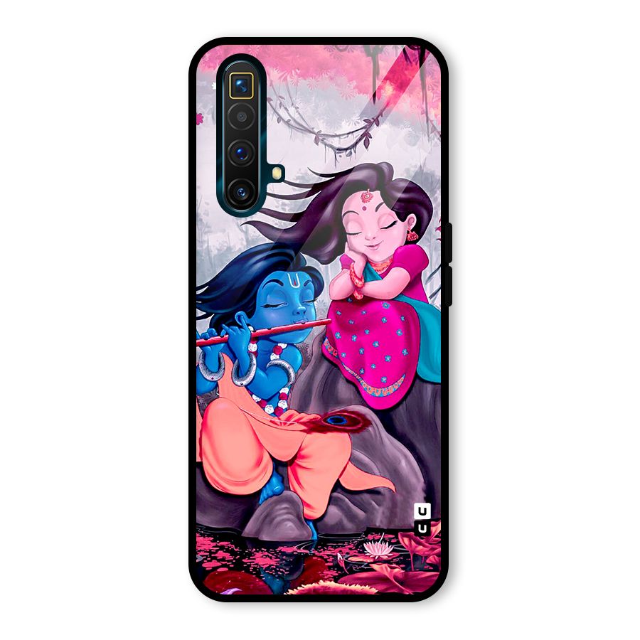 Cute Radha Krishna Glass Back Case for Realme X3 SuperZoom
