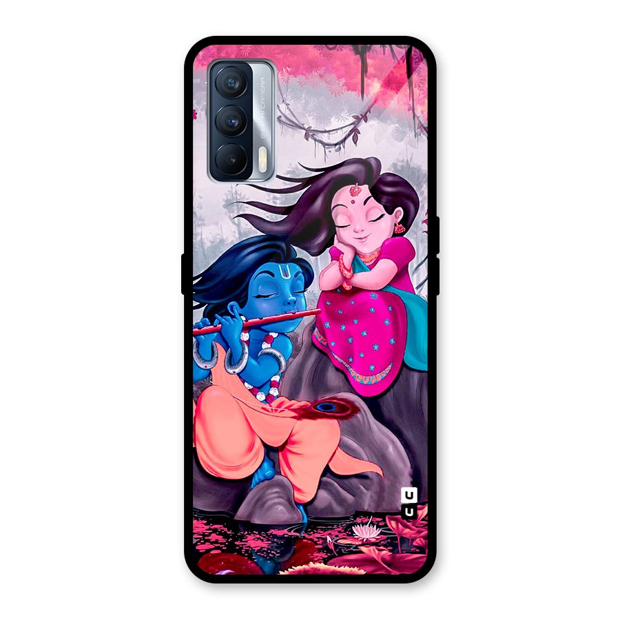 Cute Radha Krishna Glass Back Case for Realme X7