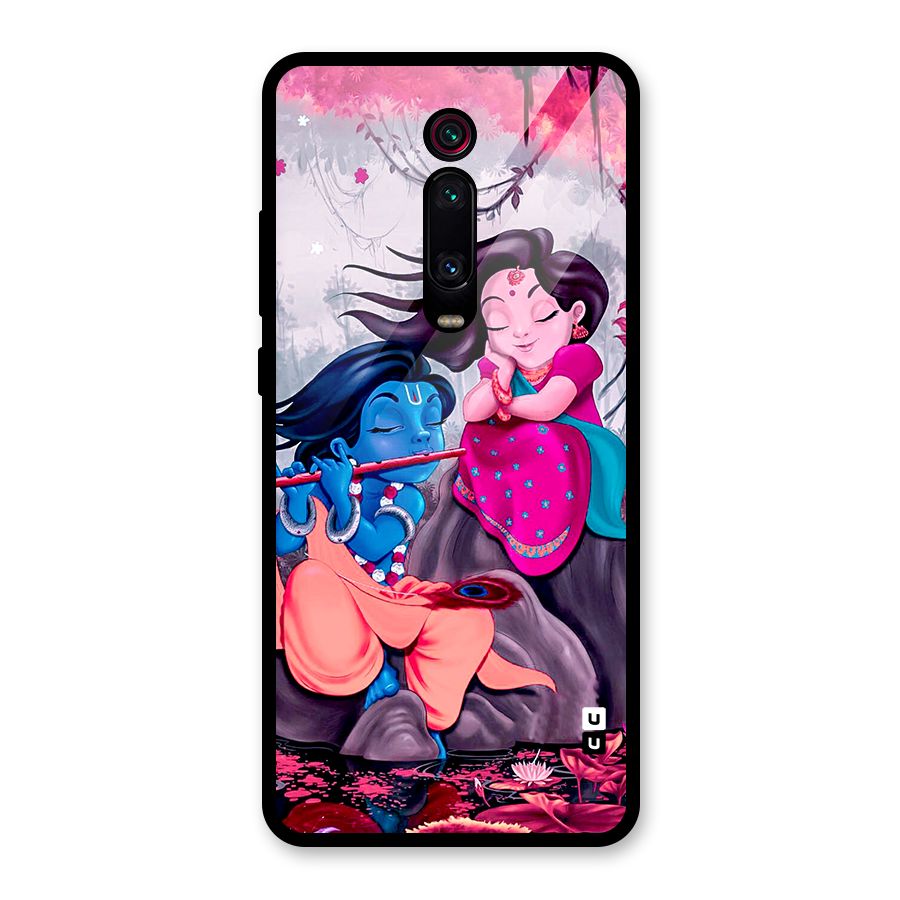 Cute Radha Krishna Glass Back Case for Redmi K20