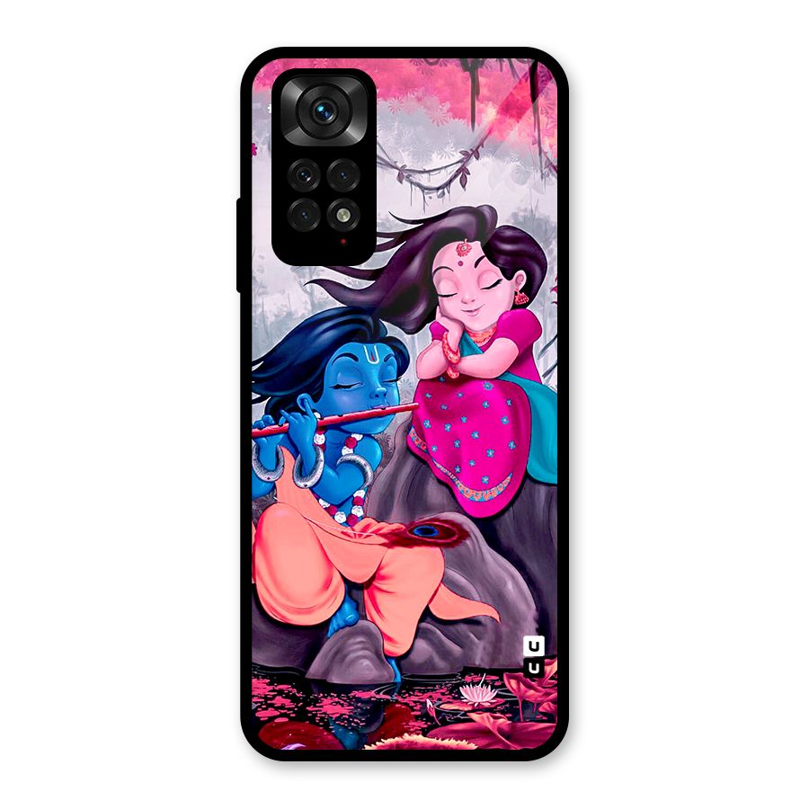 Cute Radha Krishna Glass Back Case for Redmi Note 11