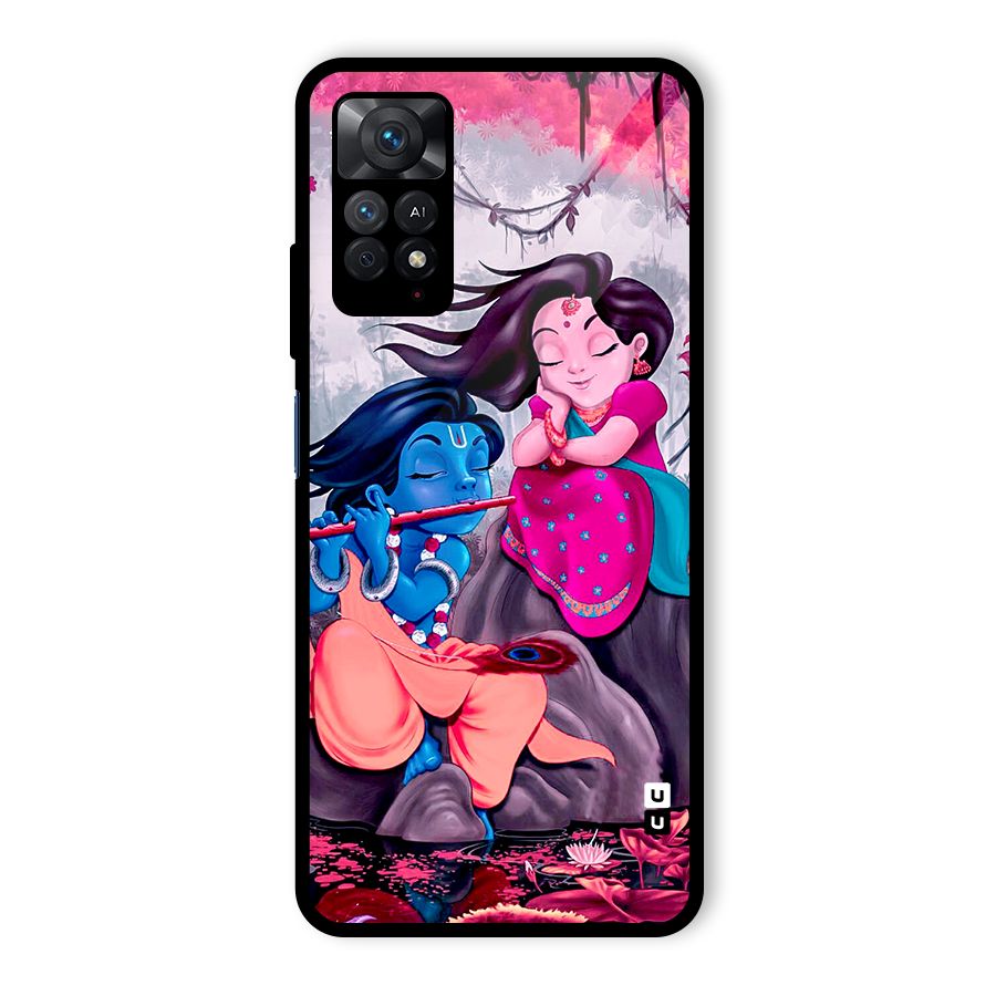 Cute Radha Krishna Glass Back Case for Redmi Note 11 Pro