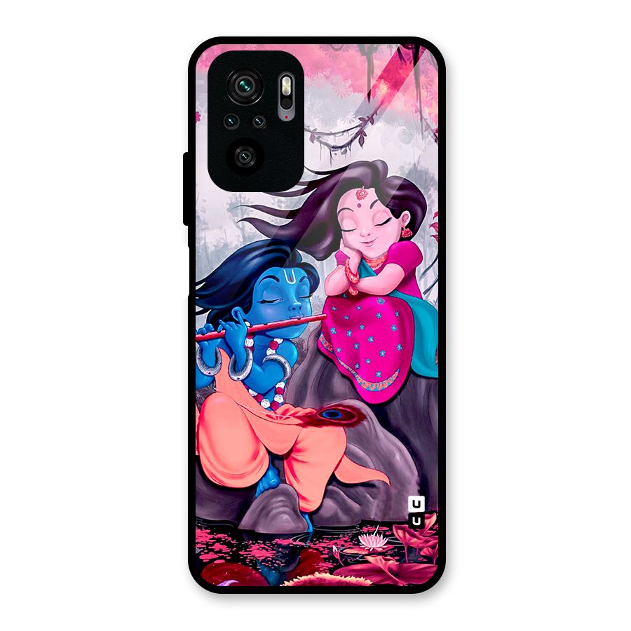 Cute Radha Krishna Glass Back Case for Redmi Note 11 SE