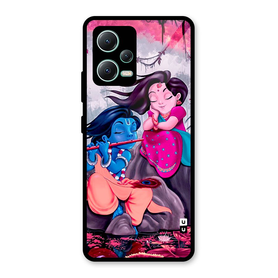 Cute Radha Krishna Glass Back Case for Redmi Note 12 5G