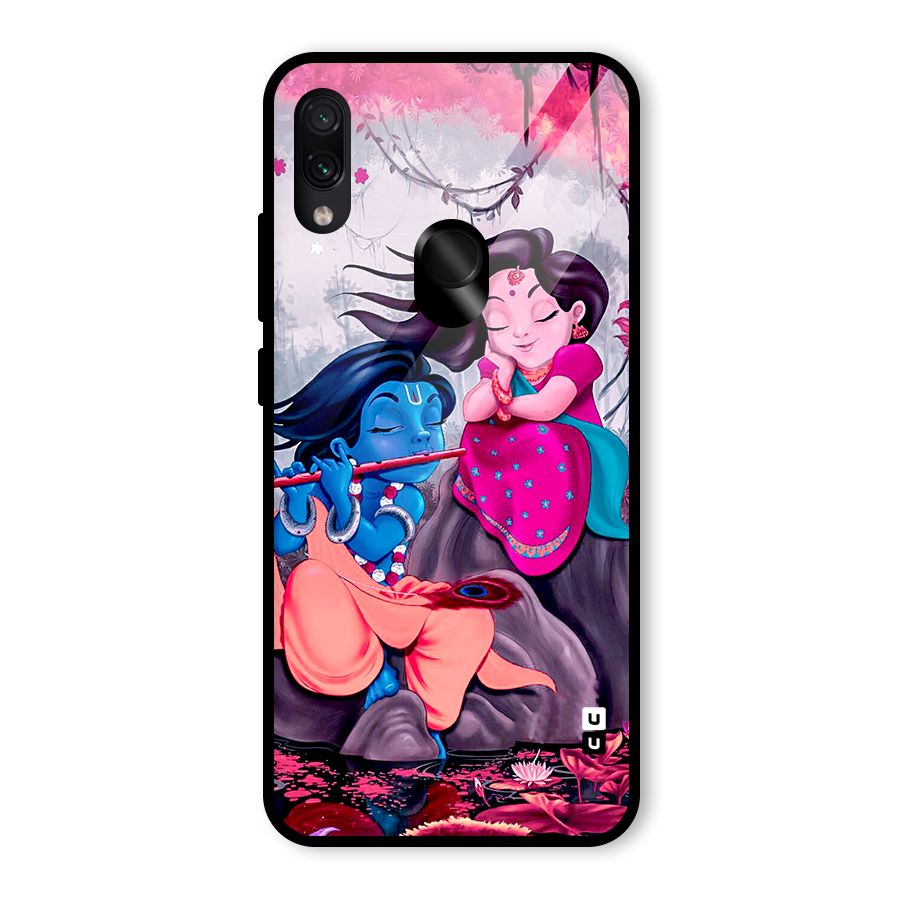 Cute Radha Krishna Glass Back Case for Redmi Note 7 Pro