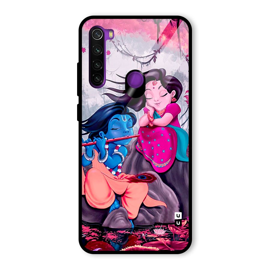 Cute Radha Krishna Glass Back Case for Redmi Note 8