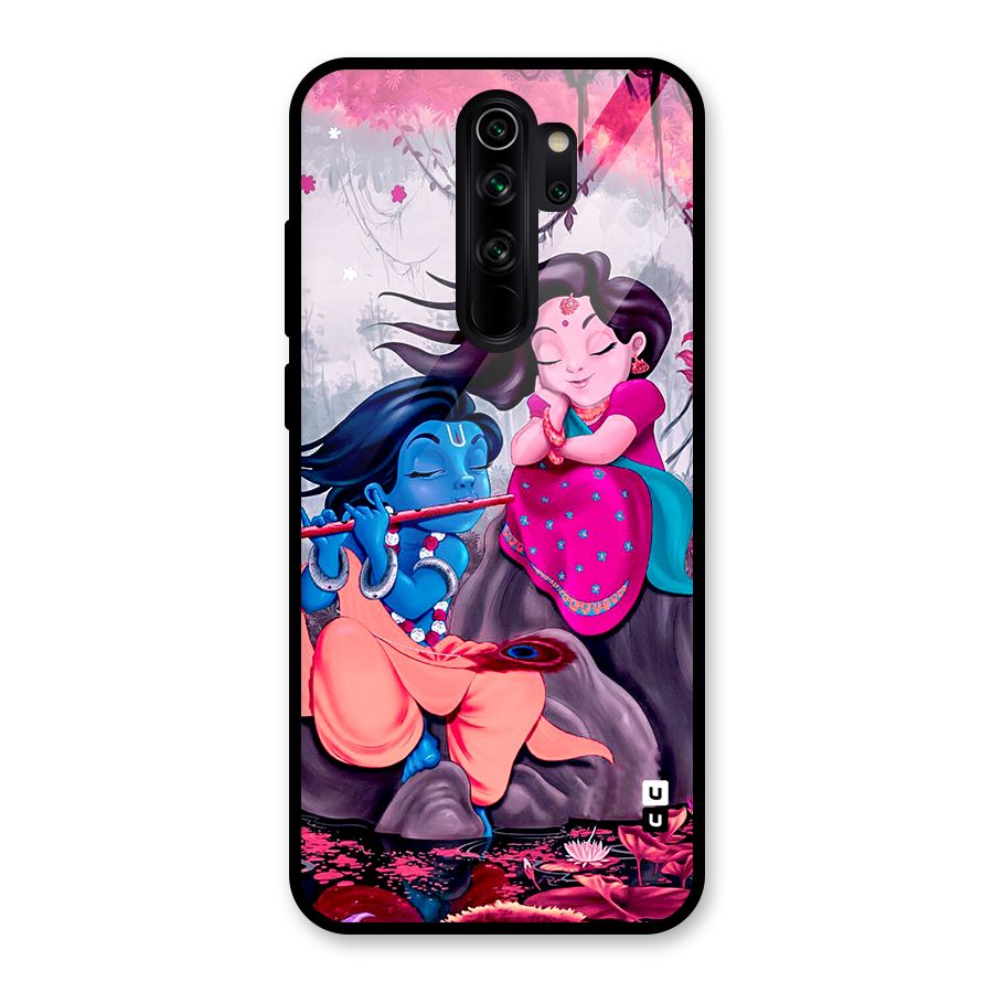 Cute Radha Krishna Glass Back Case for Redmi Note 8 Pro