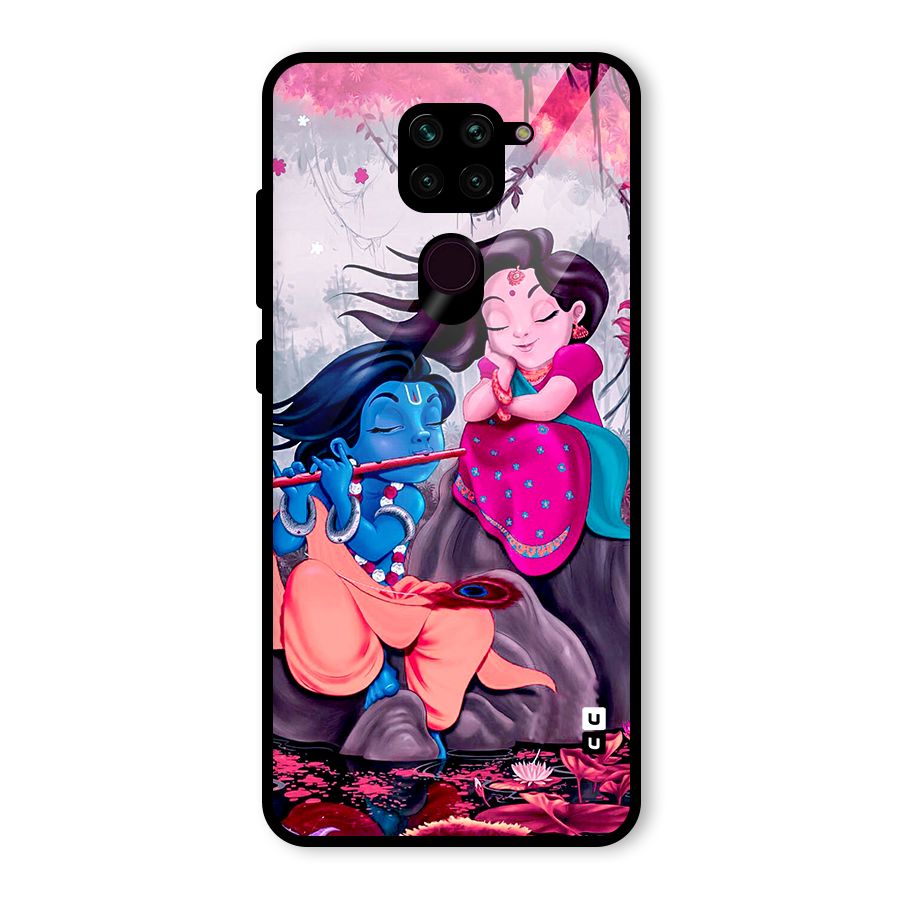 Cute Radha Krishna Glass Back Case for Redmi Note 9