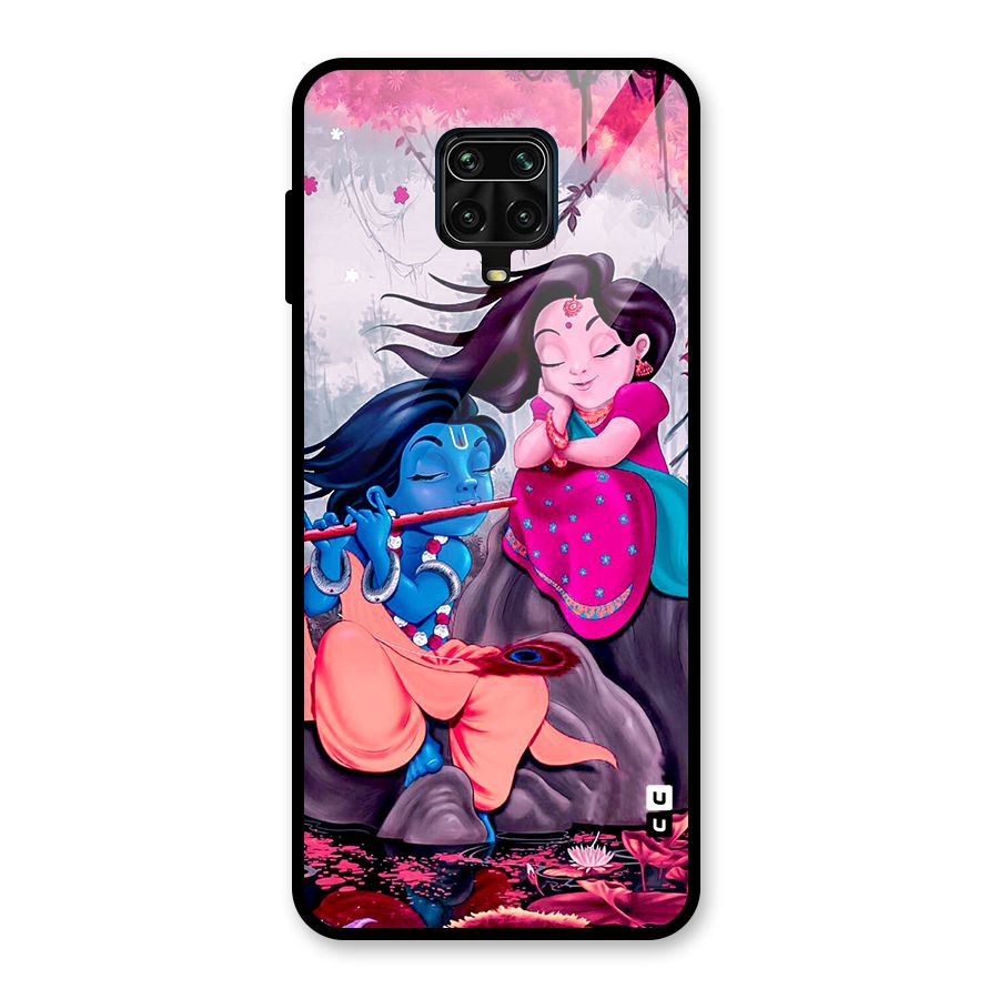 Cute Radha Krishna Glass Back Case for Redmi Note 9 Pro