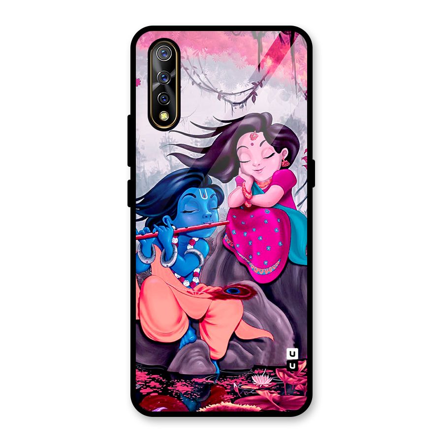 Cute Radha Krishna Glass Back Case for Vivo S1