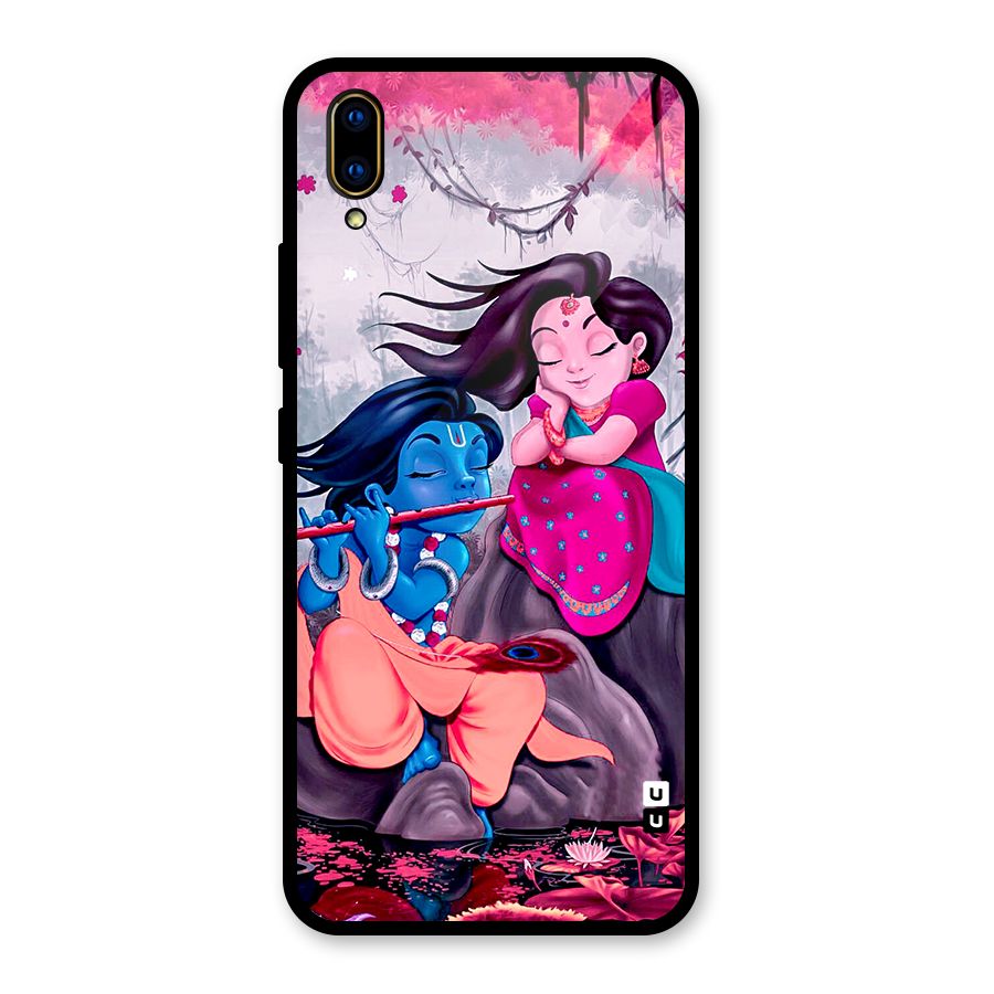 Cute Radha Krishna Glass Back Case for Vivo V11 Pro