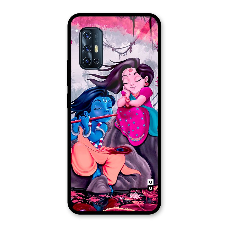 Cute Radha Krishna Glass Back Case for Vivo V17