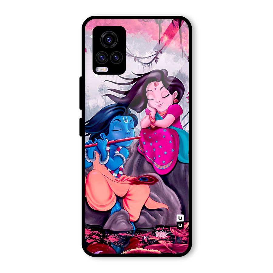 Cute Radha Krishna Glass Back Case for Vivo V20