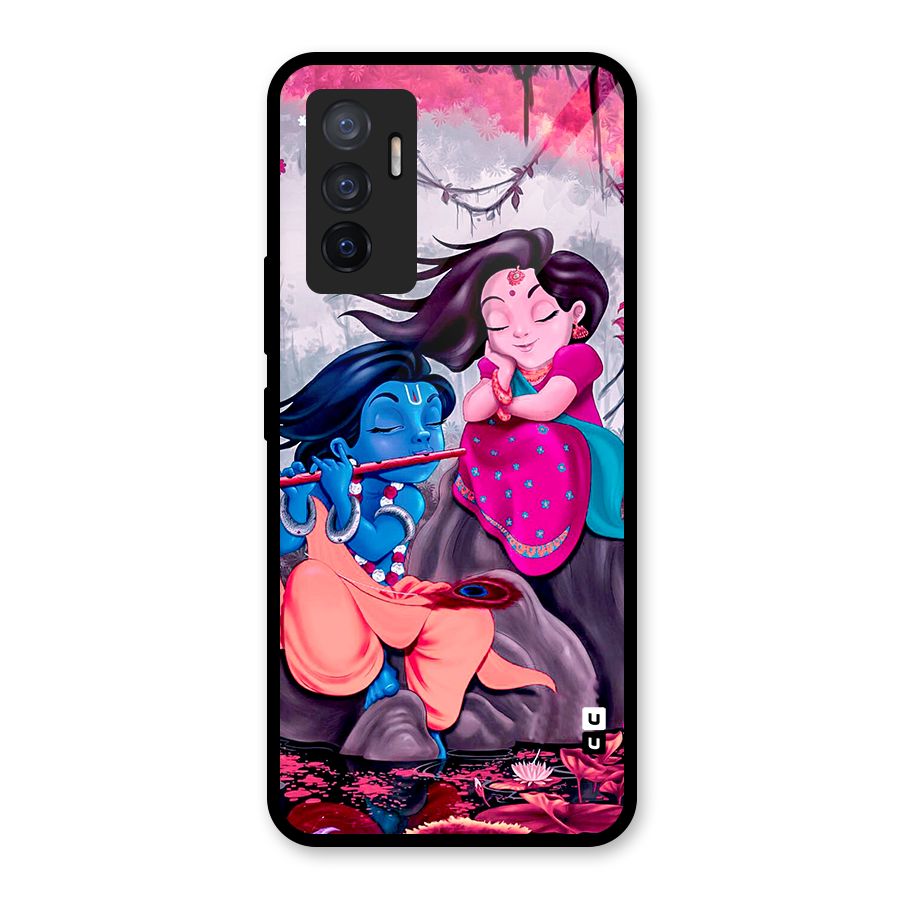 Cute Radha Krishna Glass Back Case for Vivo V23e