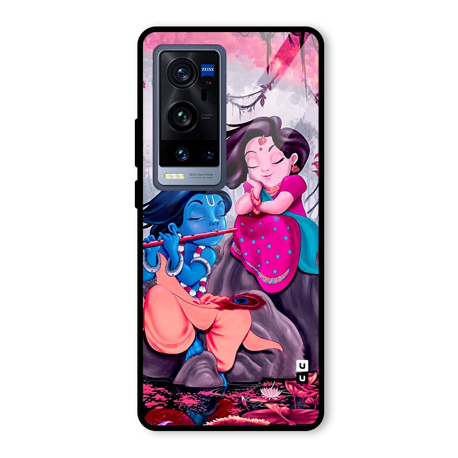 Cute Radha Krishna Glass Back Case for Vivo X60 Pro Plus