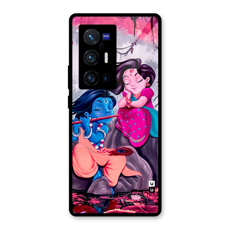 Cute Radha Krishna Glass Back Case for Vivo X70 Pro Plus