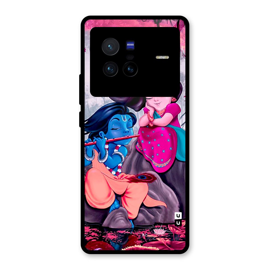 Cute Radha Krishna Glass Back Case for Vivo X80
