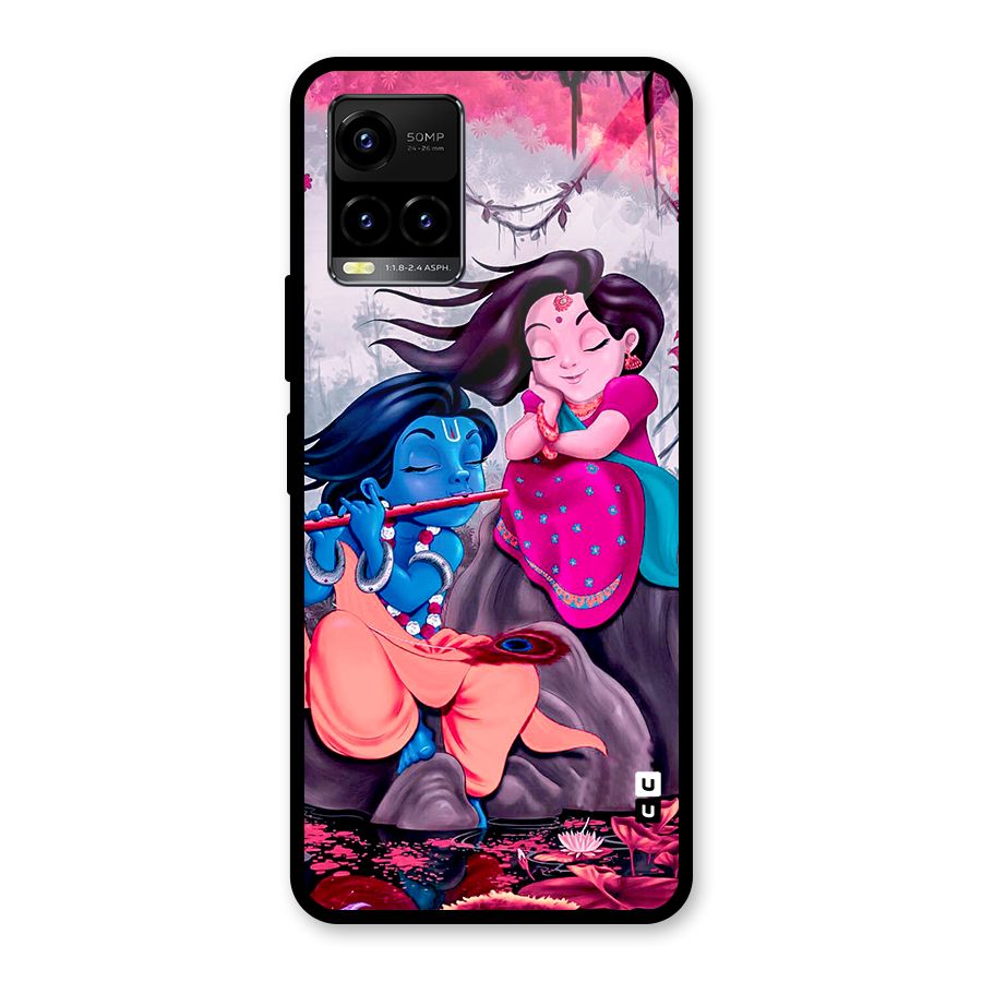 Cute Radha Krishna Glass Back Case for Vivo Y21T
