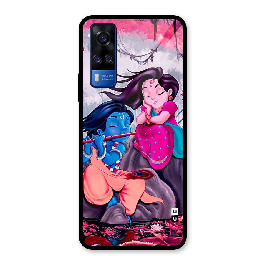 Cute Radha Krishna Glass Back Case for Vivo Y31