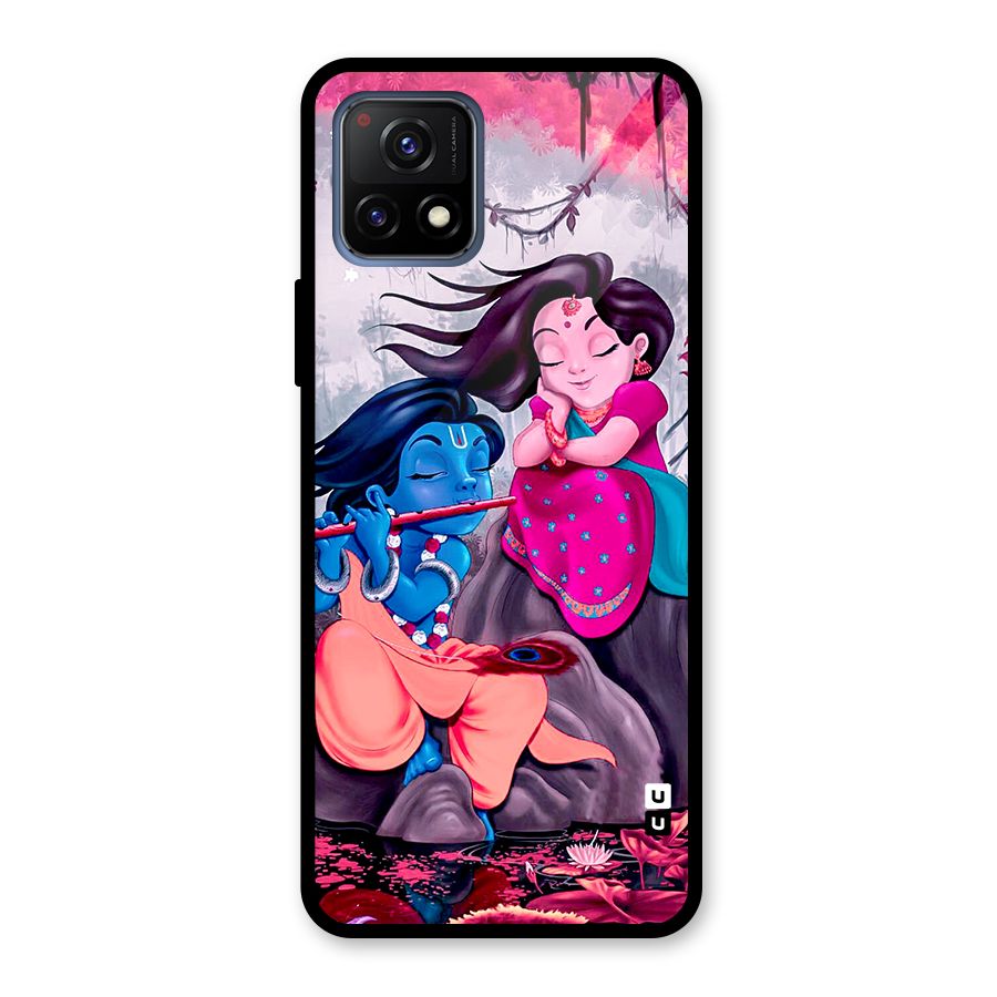 Cute Radha Krishna Glass Back Case for Vivo Y72 5G