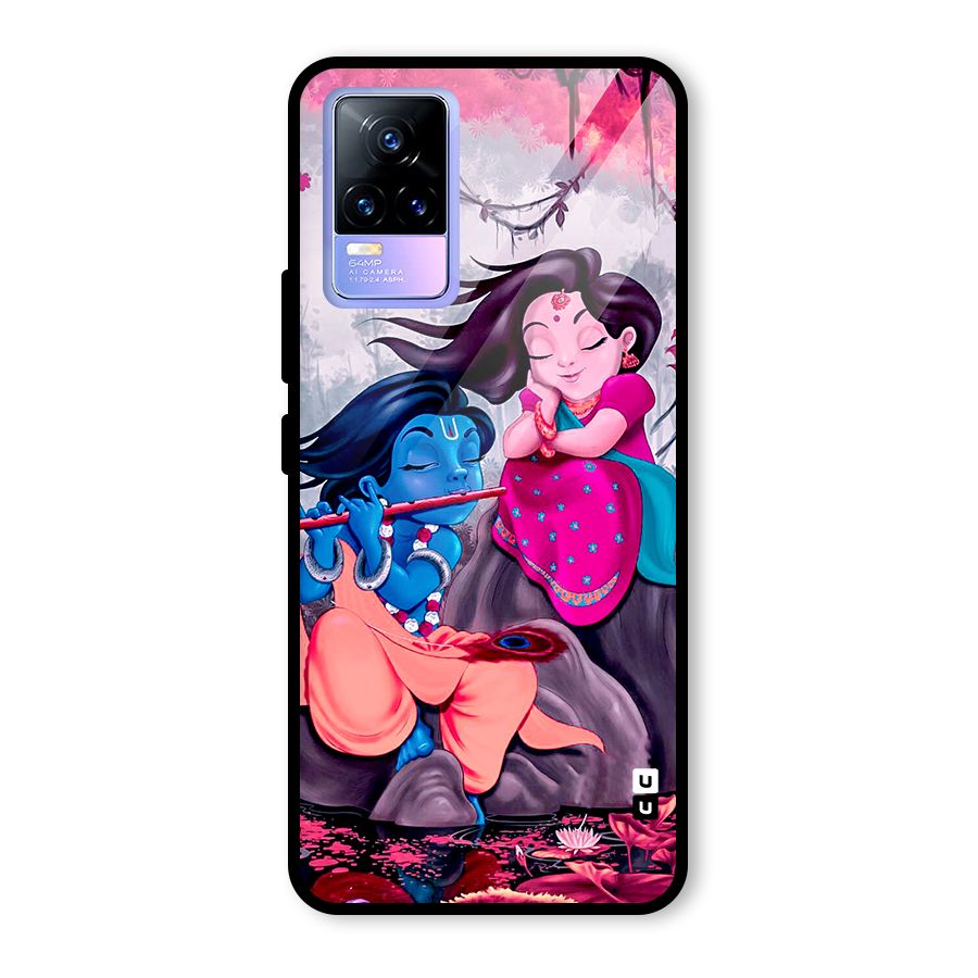 Cute Radha Krishna Glass Back Case for Vivo Y73