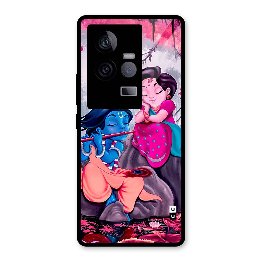Cute Radha Krishna Glass Back Case for Vivo iQOO 11 5G