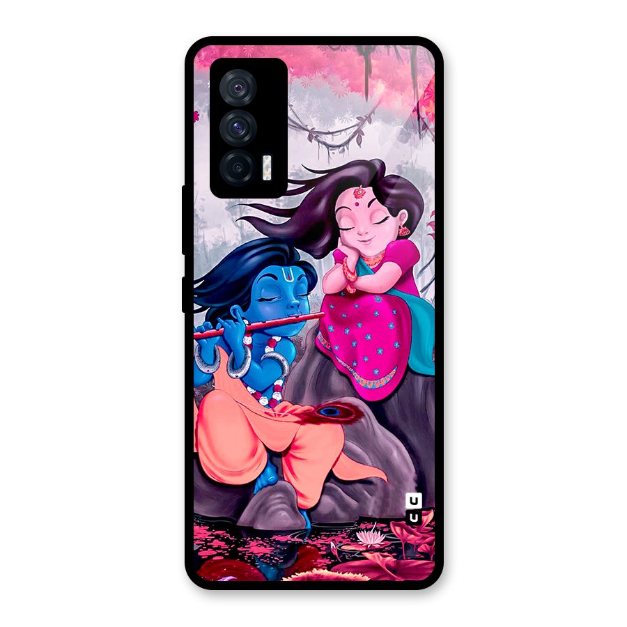 Cute Radha Krishna Glass Back Case for Vivo iQOO 7 5G