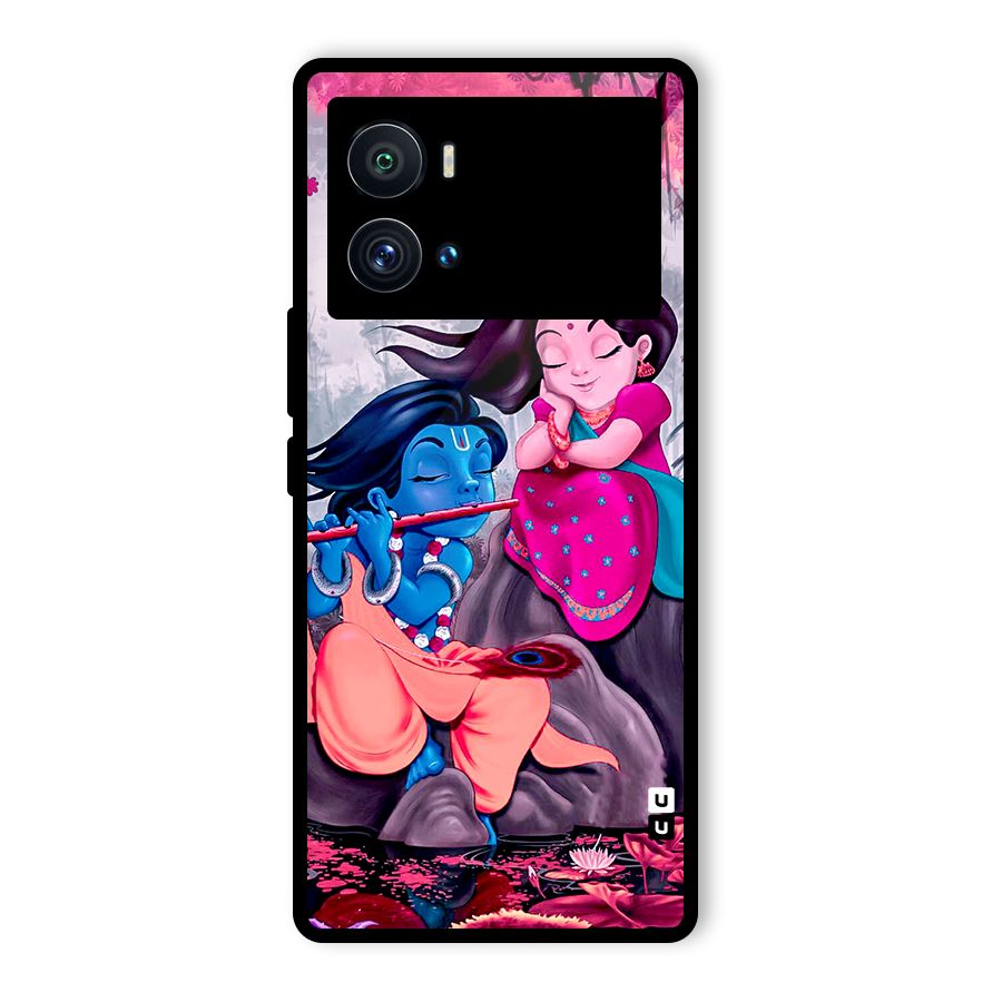 Cute Radha Krishna Glass Back Case for Vivo iQOO 9 Pro