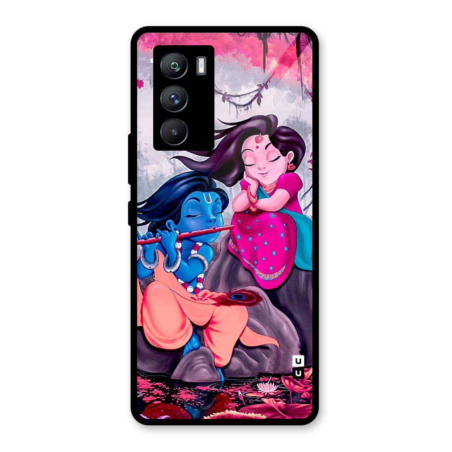 Cute Radha Krishna Glass Back Case for Vivo iQOO 9 SE