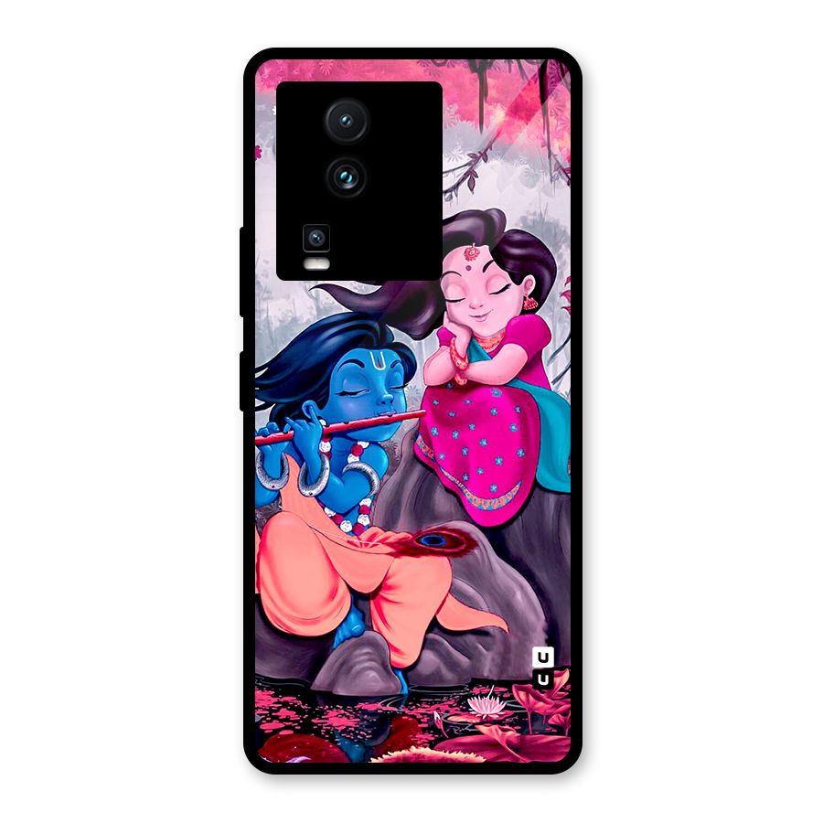 Cute Radha Krishna Glass Back Case for Vivo iQOO Neo 7 Pro