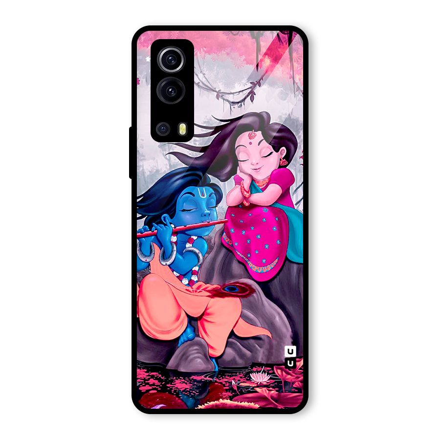 Cute Radha Krishna Glass Back Case for Vivo iQOO Z3