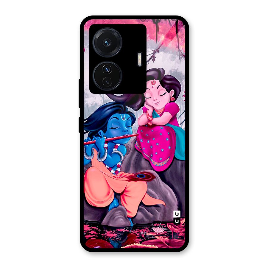 Cute Radha Krishna Glass Back Case for Vivo iQOO Z6 Pro