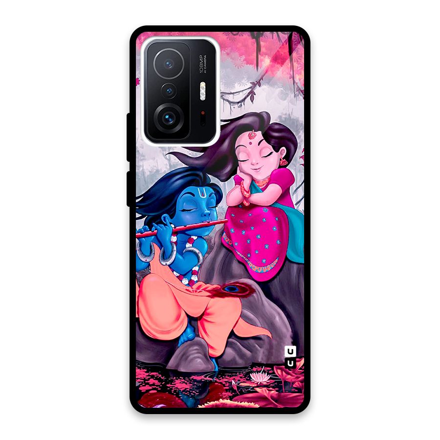 Cute Radha Krishna Glass Back Case for Xiaomi 11T Pro