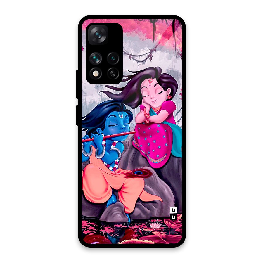 Cute Radha Krishna Glass Back Case for Xiaomi 11i HyperCharge 5G