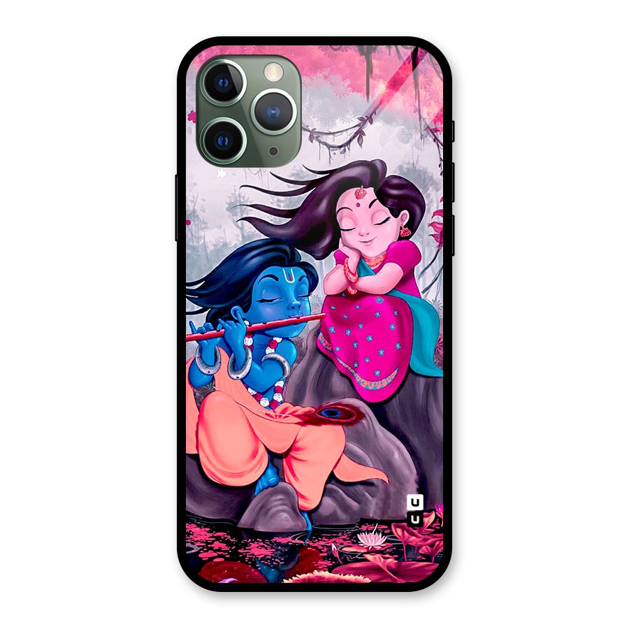 Cute Radha Krishna Glass Back Case for iPhone 11 Pro