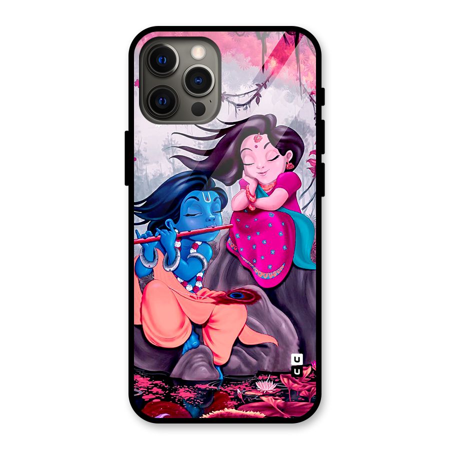 Cute Radha Krishna Glass Back Case for iPhone 12 Pro Max