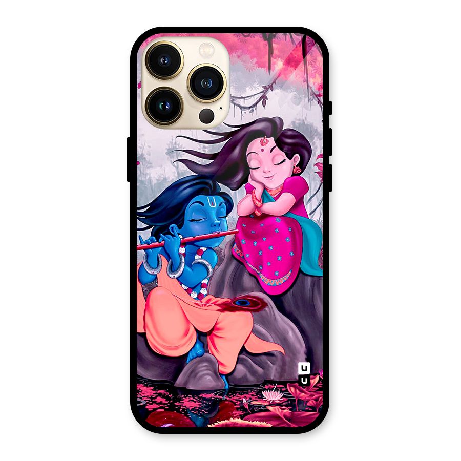 Cute Radha Krishna Glass Back Case for iPhone 13 Pro Max