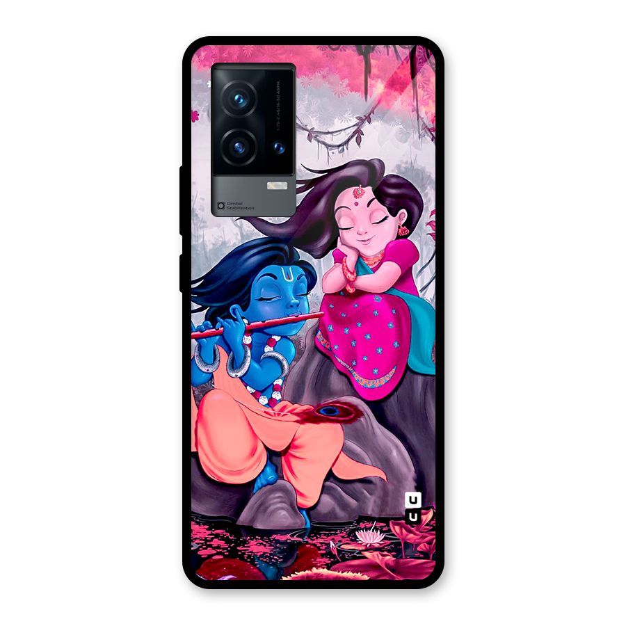 Cute Radha Krishna Glass Back Case for iQOO 9 5G