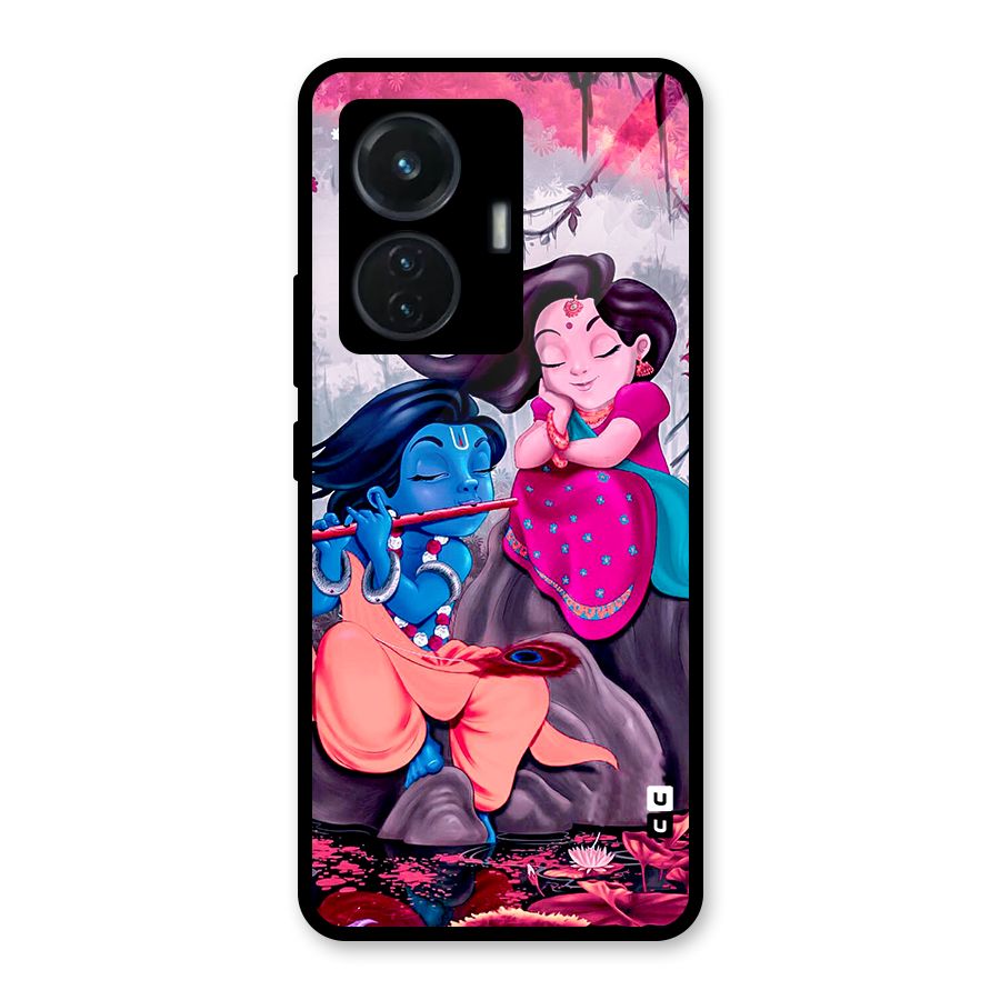 Cute Radha Krishna Glass Back Case for iQOO Z6 44W