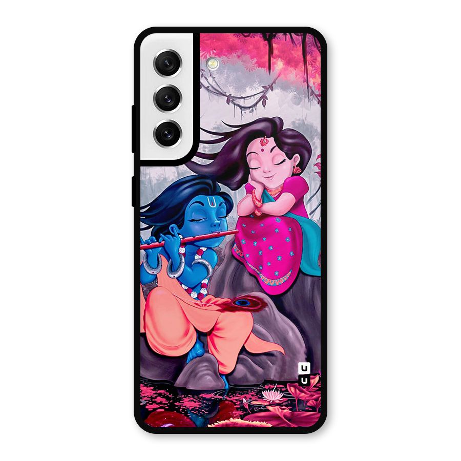Cute Radha Krishna Metal Back Case for Galaxy S21 FE 5G