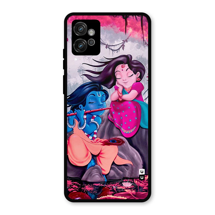 Cute Radha Krishna Metal Back Case for Moto G32