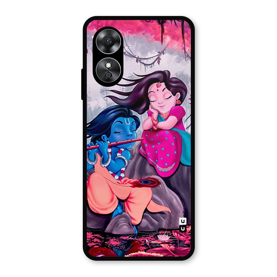Cute Radha Krishna Metal Back Case for Oppo A17