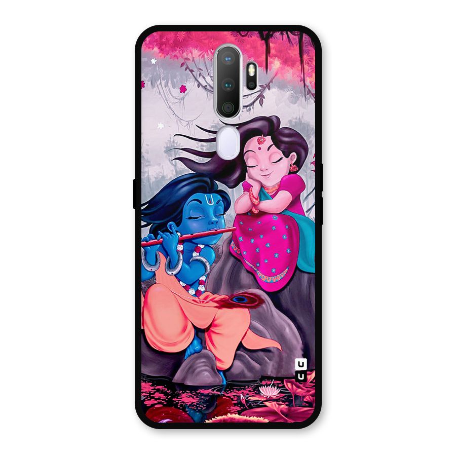 Cute Radha Krishna Metal Back Case for Oppo A9 (2020)