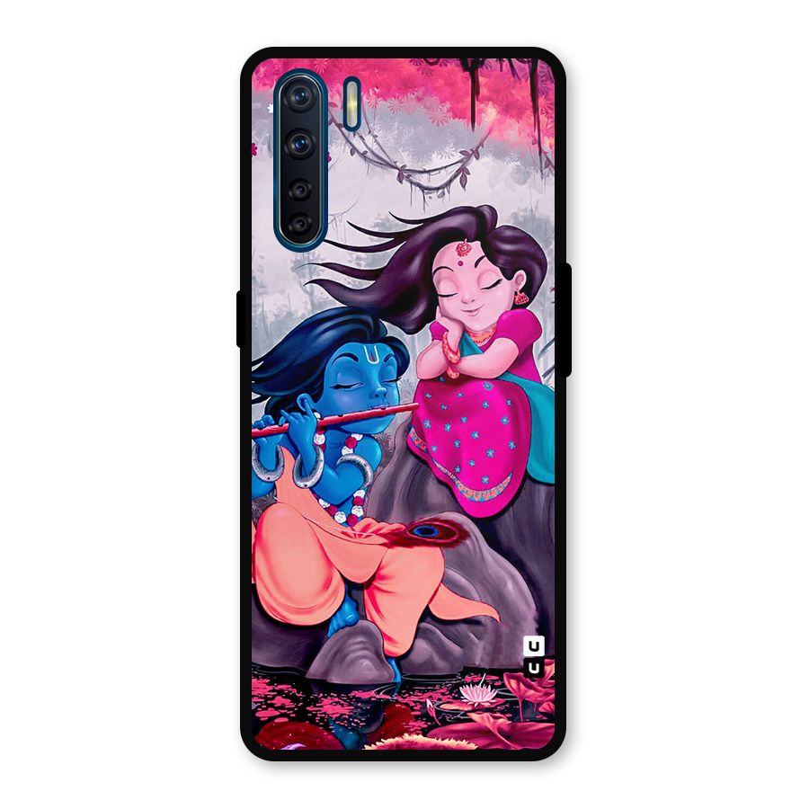 Cute Radha Krishna Metal Back Case for Oppo F15