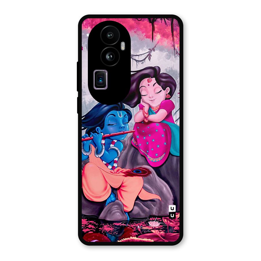 Cute Radha Krishna Metal Back Case for Oppo Reno10 Pro Plus