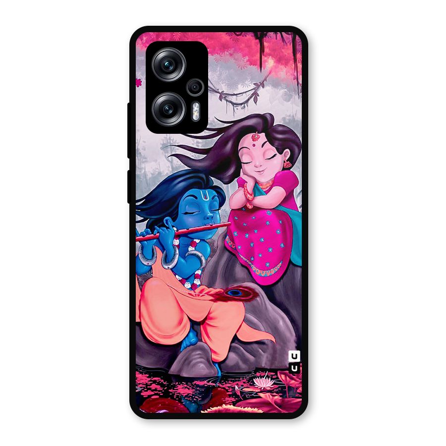 Cute Radha Krishna Metal Back Case for Redmi K50i