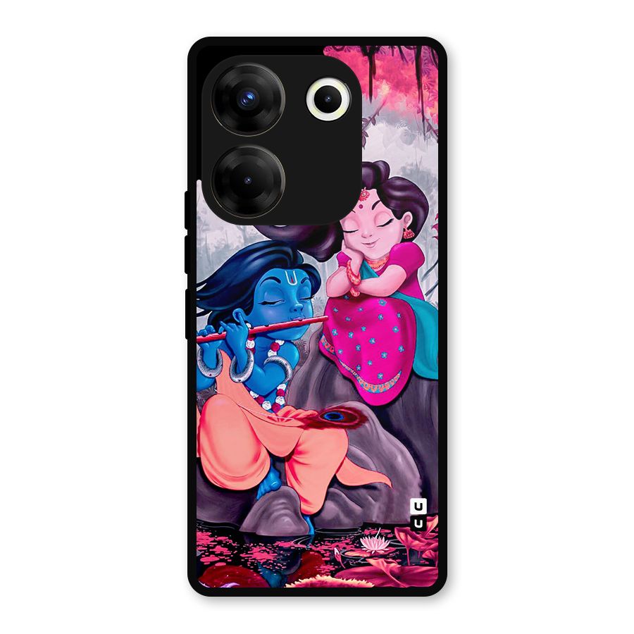 Cute Radha Krishna Metal Back Case for Tecno Camon 20 Pro