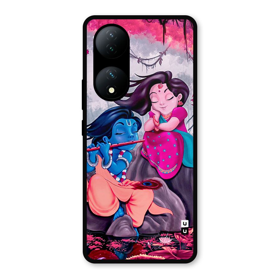 Cute Radha Krishna Metal Back Case for Vivo T2