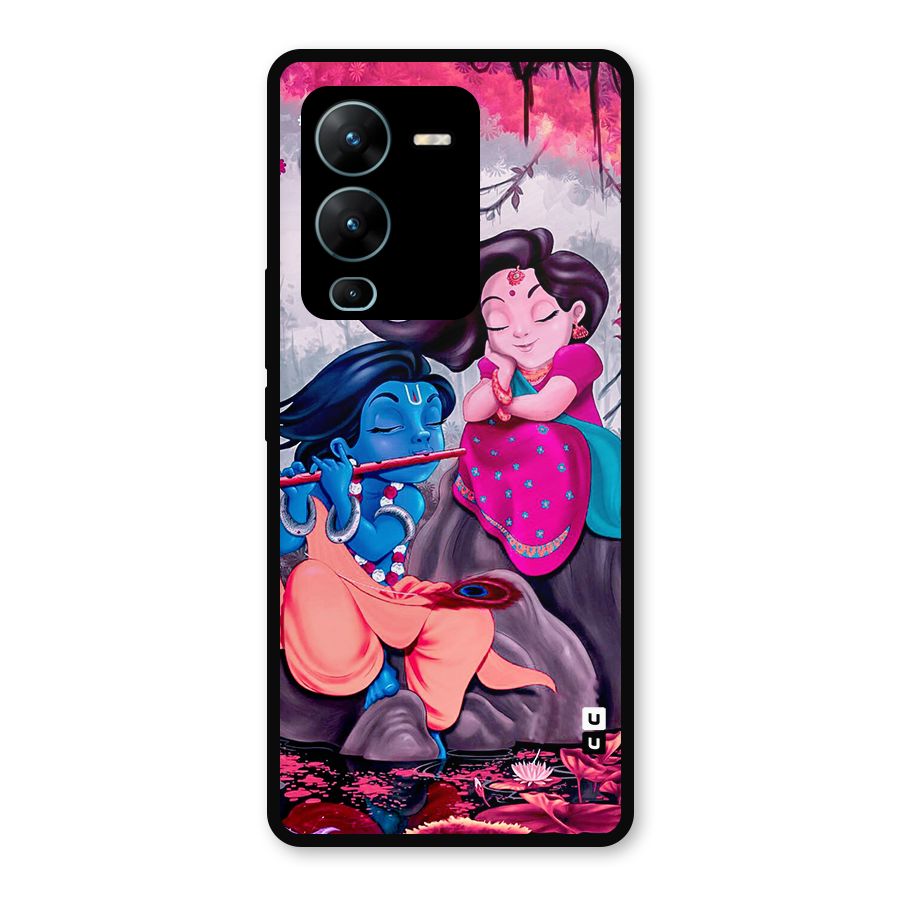 Cute Radha Krishna Metal Back Case for Vivo V25 Pro
